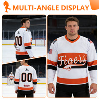Maillot de hockey personnalisé par sublimation New York Puckpros 100% polyester, maille respirante, séchage rapide, résistant à l'usure, uniforme d'équipe adulte
