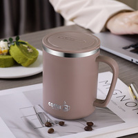 Mug à Café Mignon en Acier Inoxydable 480ml avec Design Moderne, Tasse de Bureau avec Poignée pour Cadeaux d'Affaires, Bouteille d'Eau pour Étudiants