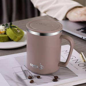 كوب قهوة لطيف من الفولاذ المقاوم للصدأ بسعة 480 مل بتصميم عصري، كوب مكتبي بمقبض لهدايا الأعمال، زجاجة مياه وحليب للطلاب - Product Image 4