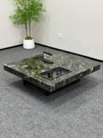Table basse en pierre moderne Lovein avec base en acier inoxydable - Haute qualité, écologique, facile à nettoyer, meubles de salon, garantie 1 an