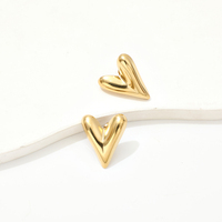Pendientes de Corazón en Oro Pulido con Acabado Brillante Tipo Espejo, Diseño 3D en Forma de Cúpula, Dulces y Encantadores, Regalo para Mujer, Ideal para Primavera