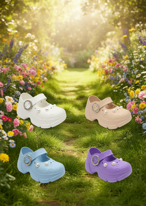 Zoccoli con plateau e perle stile Mary Jane per donne e ragazze, estivi, a punta chiusa, suola in EVA morbida e leggera, taglia 26 - Product Image 2