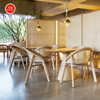 Chaises de café en rotin européen, tables rondes à manger, chaises rembourrées grises claires, mobilier commercial pour banquets