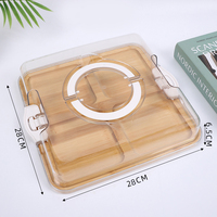 Plateau de charcuterie en bambou avec couvercle transparent verrouillable et porte-vin, plateau de service compartimenté pour fromages, fruits, collations, pique-nique, fête