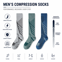 Chaussettes de compression pour hommes, hauteur genou, jacquard géométrique, chaussettes de sport à compression pour la course à pied et le cyclisme