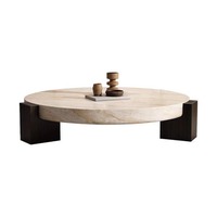Table basse en marbre travertin style Wabi-sabi pour petits salons, mobilier moderne de luxe léger pour la maison