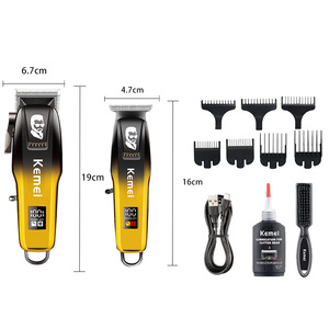 Cortadora de pelo eléctrica Kemei Km-8501, recortadora de pelo recargable con pantalla digital profesional para hombres - Product Image 3