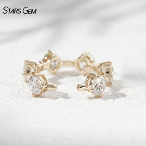 Bijoux fins Starsgem, boucles d'oreilles en or massif 10 carats avec diamants cultivés en laboratoire, unisexes, tendance, blanc D.E. Couleur 1.0g - Product Image 4