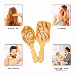 LOGO Cushion Paddle Detangling Natural Bristle Bamboo Hair Scalp Massager <b>Brush</b> & Comb - Product Image 4