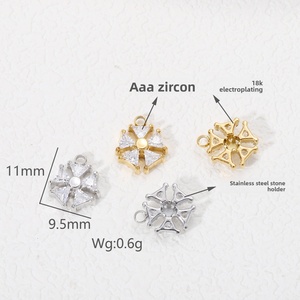 Pendentif en zircon motif flocon de neige en acier inoxydable pour collier, breloques en diamant, breloque en cristal, étanche - Product Image 4