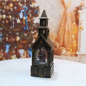 Christmas <b>Lights</b> Led Plastic Church Shape Water Lantern Snow <b>Globe</b> with Battery IP44 for Christmas Decorations - Product Image 3