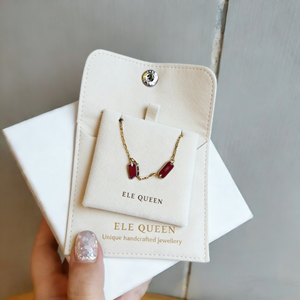 Personalized Logo PU Leather Jewelry Packaging <b>Set</b>, Snap Closure Pouches With Velvet Lining Insert For Retail - Product Image 1