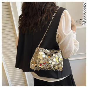 Wholesale Sparkle Woman Party Bags Luxury <b>Sequin</b> <b>Handbag</b> Fashion Chic Small Shoulder Bag with Gold Silver Paillettes - Product Image 1