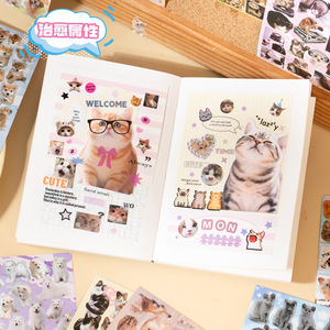 Paquete de 20 hojas de la serie Cute Letters, materiales creativos para diario con <span class=keywords><strong>emoticonos</strong></span> de gatos y perros, pegatinas decorativas DIY. - Product Image 4