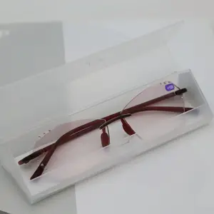 Rimless Square Rimless Reading Glasses Reading Optical Pink Frames Women Diamond Reading Frames Unisex PC Print