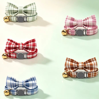 Collier pour chat de style Instagram, minimaliste, multicolore, à carreaux, avec nœud décoratif, boucle de sécurité à dégagement rapide et clochette – Fournitures pour animaux de compagnie OEM ODM