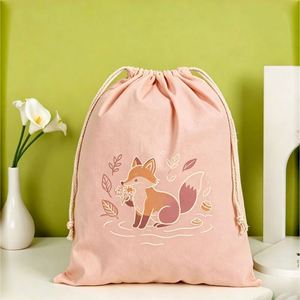 Foldable Lightweight <b>Large</b> Cartoon Simple Portable Canvas Drawstring Pouch Wear Resistant Beach Swimming <b>Towel</b> Sack - Product Image 5
