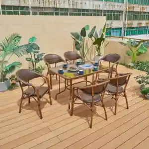 Sedia da esterno con struttura in alluminio PE set terrazza caffè ristorante vimini antico canna in plastica sintetica mobili in rattan