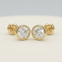 Pendientes de tuerca de oro macizo de 10K con diamantes cultivados en laboratorio de corte redondo y cuatro puntas, 2.2CTW, certificados IGI CVD/HPHT VVS, joyería nupcial para mujer