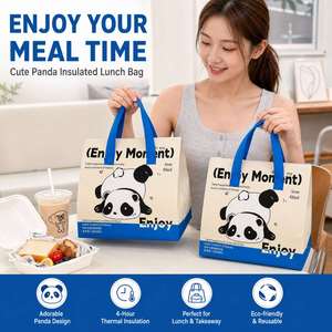 Sac isotherme Panda pour plats à emporter, en film aluminium et tissu non tissé, portable, personnalisable avec logo, pour la restauration, le café et les jus - Product Image 1