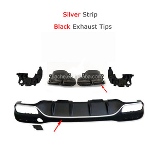 Diffuseur de lèvre de pare-chocs arrière noir PP avec embouts d'échappement pour <span class=keywords><strong>Mercedes</strong></span> Benz GLE <span class=keywords><strong>GLS</strong></span> classe W166 X166 GLE63 AMG SUV 2016 -<span class=keywords><strong>2018</strong></span> - Product Image 6