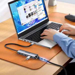 SAMZHE Type-C 10/100/1000 Mbps Station d'extension Ethernet Gigabit 5 ports USB-A 3.0 <span class=keywords><strong>Thunderbolt</strong></span> <span class=keywords><strong>4</strong></span> Répartiteur <span class=keywords><strong>RJ45</strong></span> en alliage d'aluminium en stock - Product Image 5