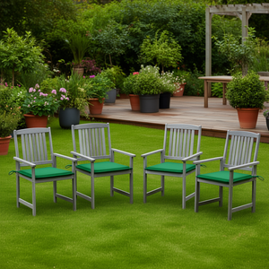 Set di Sedie da Giardino in Legno di Acacia Grigie, Arredamento da Esterno Durevole dal Design Tradizionale con Gambe Affusolate, Misura Standard - Product Image 3