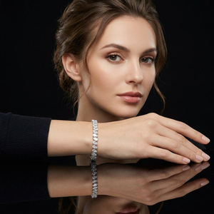 สร้อยข้อมือเทนนิสทองคำขาว 14K จาก LILABA ENTERPRISE ประดับเพชรทรงลูกแพร์เพาะเลี้ยงในห้องปฏิบัติการ ระดับความสะอาด VVS2 สี F ได้รับการรับรองจาก IGI กำลังเป็นที่นิยม - Product Image 1