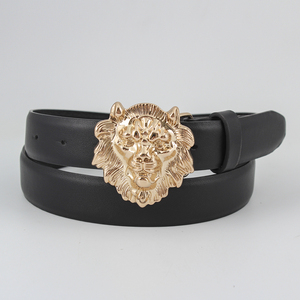 Thắt lưng nữ thời trang mới thiết kế khóa sư tử bằng da PU đen - Product Image 2