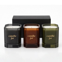 Bocaux à bougies en verre carrés colorés à marque privée avec boîte cadeau – Récipients de luxe pour bougies