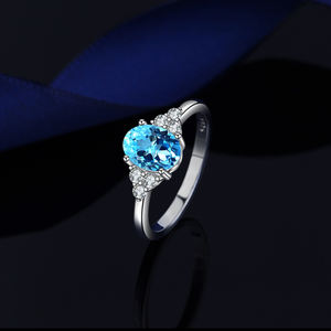 Anelli in argento Sterling 925 per donne eleganti accessori per feste nuziali in pietra Azurite - Product Image 3