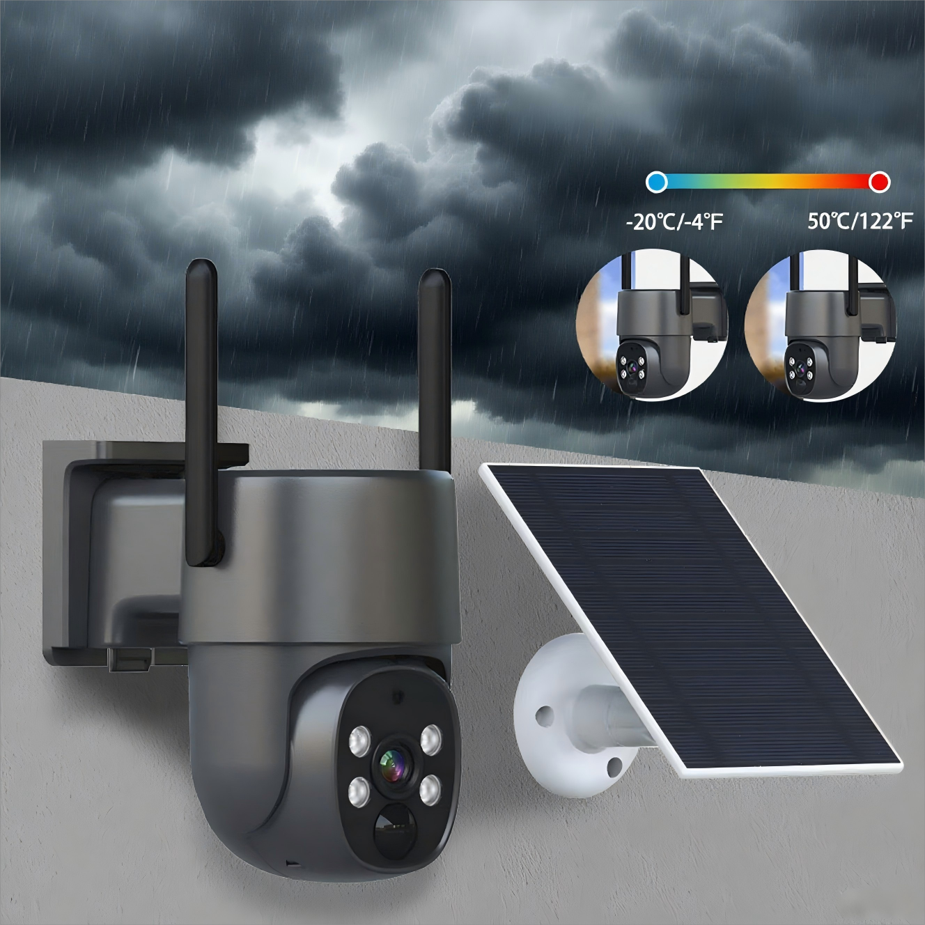 Smart Home HD Wireless CCTV Camera Indoor/Outdoor IP65 Waterproof 4G Remote Control Pan-Tilt Function Built-in Mic Solar Powered · image 1