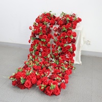 Fleurs en soie en gros pour arrangements floraux de mariage, chemin de table en fleurs artificielles rouges pour centres de table de fête et décoration de table de Noël