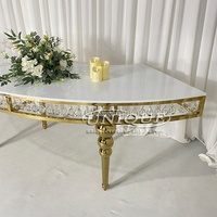 Table Serpentine Moderne de Luxe en S pour Mariage, MDF et Acier Inoxydable, Table Circulaire pour Mariages, Cristaux, Hôtels et Banquets