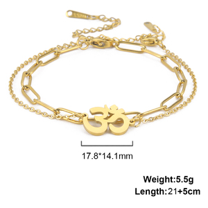 Misthape <span class=keywords><strong>Aum</strong></span> Om Ohm sanscrito simbolo cavigliere bracciale indù catena alla caviglia Yoga in acciaio inox gioielli spirituali classico Vintage - Product Image 4