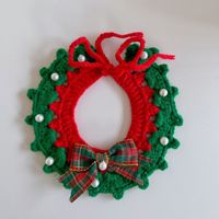 Collier de Noël en gros pour chats et chiens, avec clochette festive, étoile en peluche, nœud décoratif, en laine tricotée, chaud et festif pour animaux de compagnie