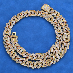 Collares de Cadena Cubana Miami Iced Out con Moissanita GRA VVS1 de Alta Calidad, Plata 925 Bañada en Oro de 18K, Estilo Hip Hop, Pasa la Prueba del Diamante, Venta al por Mayor - Product Image 1
