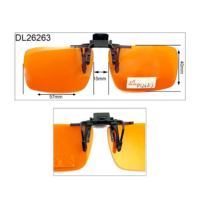 Lunettes anti-lumière bleue Yana DL26263-266 orange à monture complète, à clipser pour la myopie, avec lentilles rabattables légères, s'adaptent à la plupart des montures de lunettes