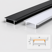 Profilé en aluminium pour éclairage LED linéaire rigide encastré et en saillie noir pour éclairage décoratif mural et de plafond intérieur