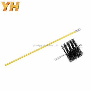 Brosse rotative personnalisée pour cheminée, poils en nylon, joint fileté, tige longue avec tête de brosse détachable pour le <span class=keywords><strong>nettoyage</strong></span> des conduits de fumée, vente en gros - Product Image 1