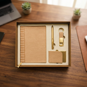 Coffret Cadeau Luxe en Cuir 4 Pièces – Boîte Promotionnelle d'Affaires avec Agenda, Porte-Cartes, Stylo et Porte-clés – Logo Personnalisé - Product Image 4