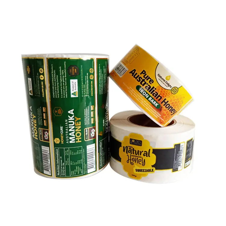 Wholesale Custom Printed Packaging Vinyl Stickers Labels For Honey Jars