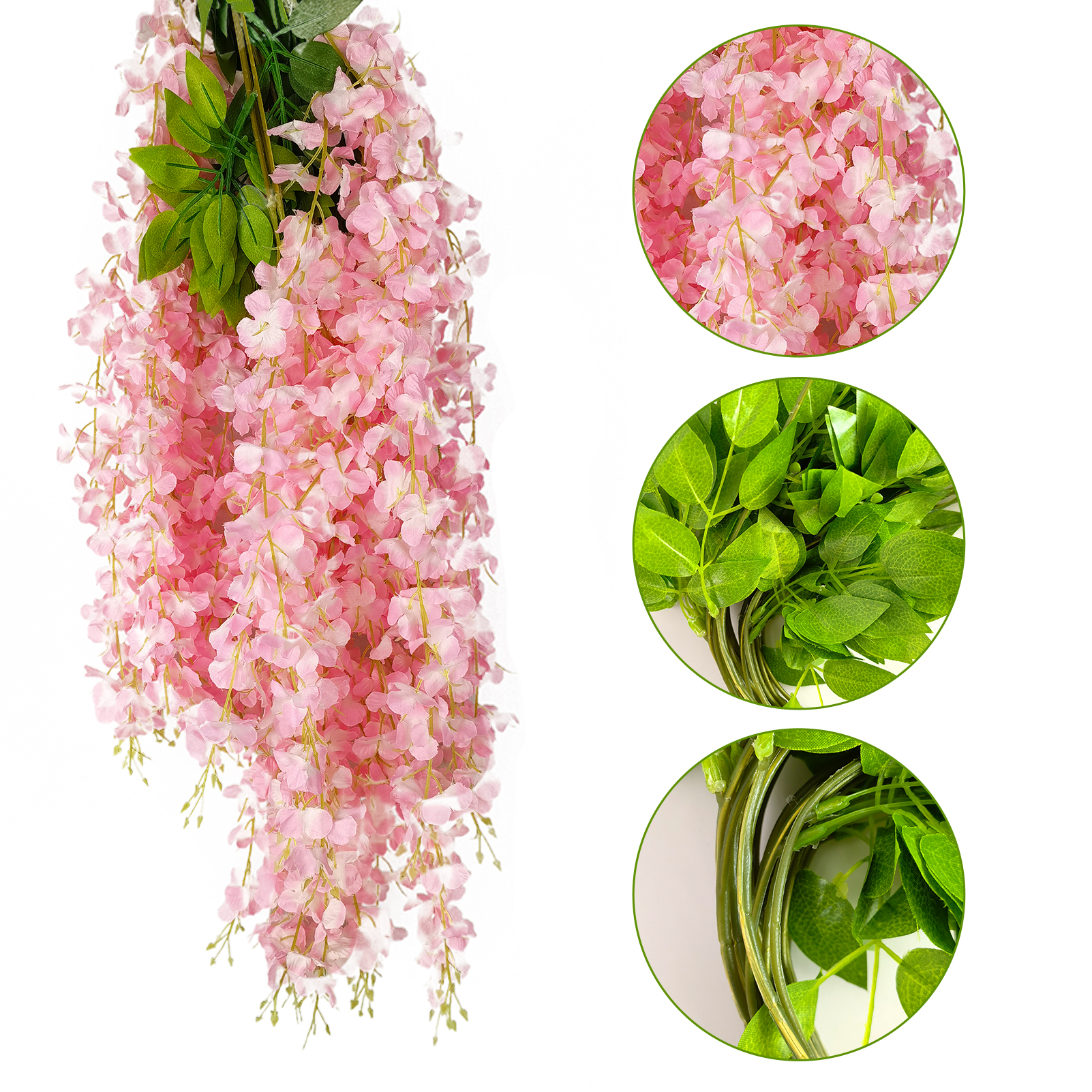 6pcs/pack Artificial Silk Wisteria Hanging Garland Vine Rattan - ODM/OEM OZ2411HW0042 - Ningbo Gel H