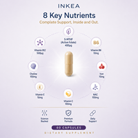 Inkea Active Folate Complex Antioxydant Sans Gluten 60 Capsules OEM/ODM Solutions Nutritionnelles Personnalisées Vitamine B12 pour la Santé