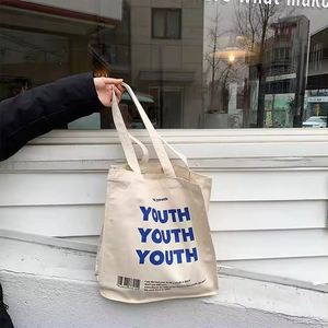 Custom Large Heavy Duty Eco Reusable Oversize Canvas Tote Handbag Custom Letter Pattern for Supermarkets - Product Image 1