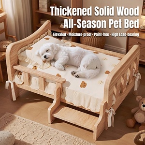Cama para Perros y Gatos de Madera Maciza - Relleno de Esponja Resistente, Cómoda Cama Elevada Tipo Sofá para Todas las Estaciones, Muebles para Mascotas para Sala de Estar - Product Image 2