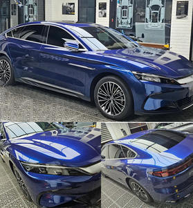 Haute brillance automobile bleu Wrap Film vinyle voiture rouleau Air bulle sans emballage avec des outils - Product Image 2