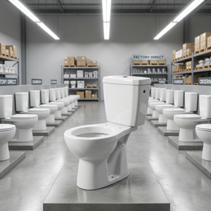 Inodoro de cerámica de dos piezas con cisterna y asiento de plástico, juego completo de WC con accesorios LLC - Product Image 3
