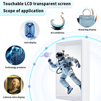Vitrine à bijoux sur pied, écran LCD transparent IP65, 75 pouces, 4K UHD, Android 11, 2 Go, 32 Go, écran BOE, SDK, télécommande, CMS