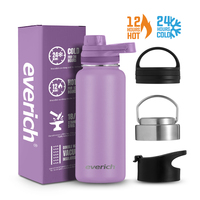 Bouteille d'eau sport isotherme en acier inoxydable sans BPA de 32 oz et 40 oz pour enfants, personnalisable, avec paille et couvercles, isolation 24 heures, modèle 2024